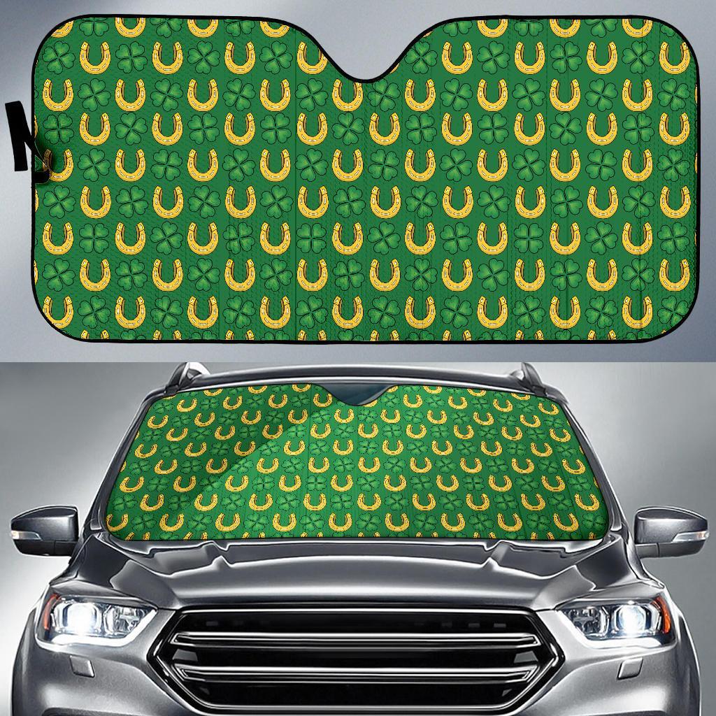 Shamrock Horseshoes Print Pattern Car Sun Shade For Windshield