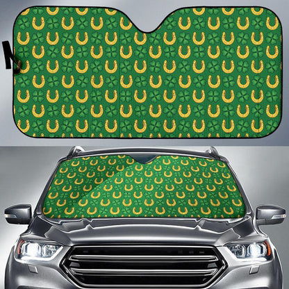 Shamrock Horseshoes Print Pattern Car Sun Shade For Windshield