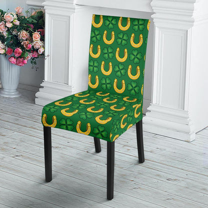 Shamrock Horseshoes Print Pattern Dining Chair Slipcover-JTAMIGO.COM