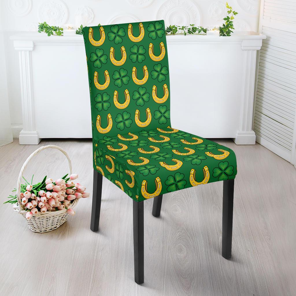 Shamrock Horseshoes Print Pattern Dining Chair Slipcover-JTAMIGO.COM