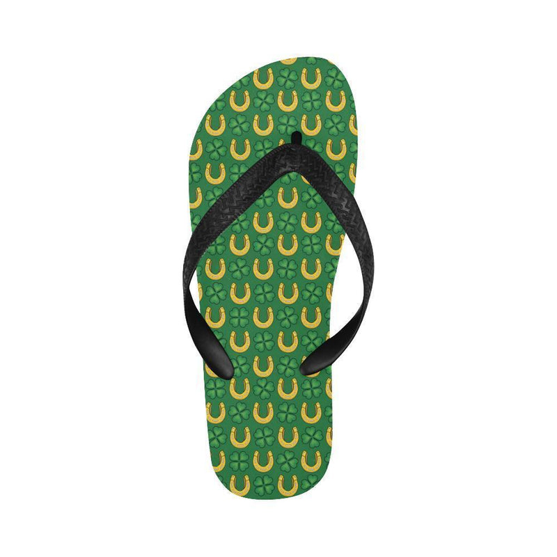 Shamrock Horseshoes Print Pattern Flip Flops-JTAMIGO.COM