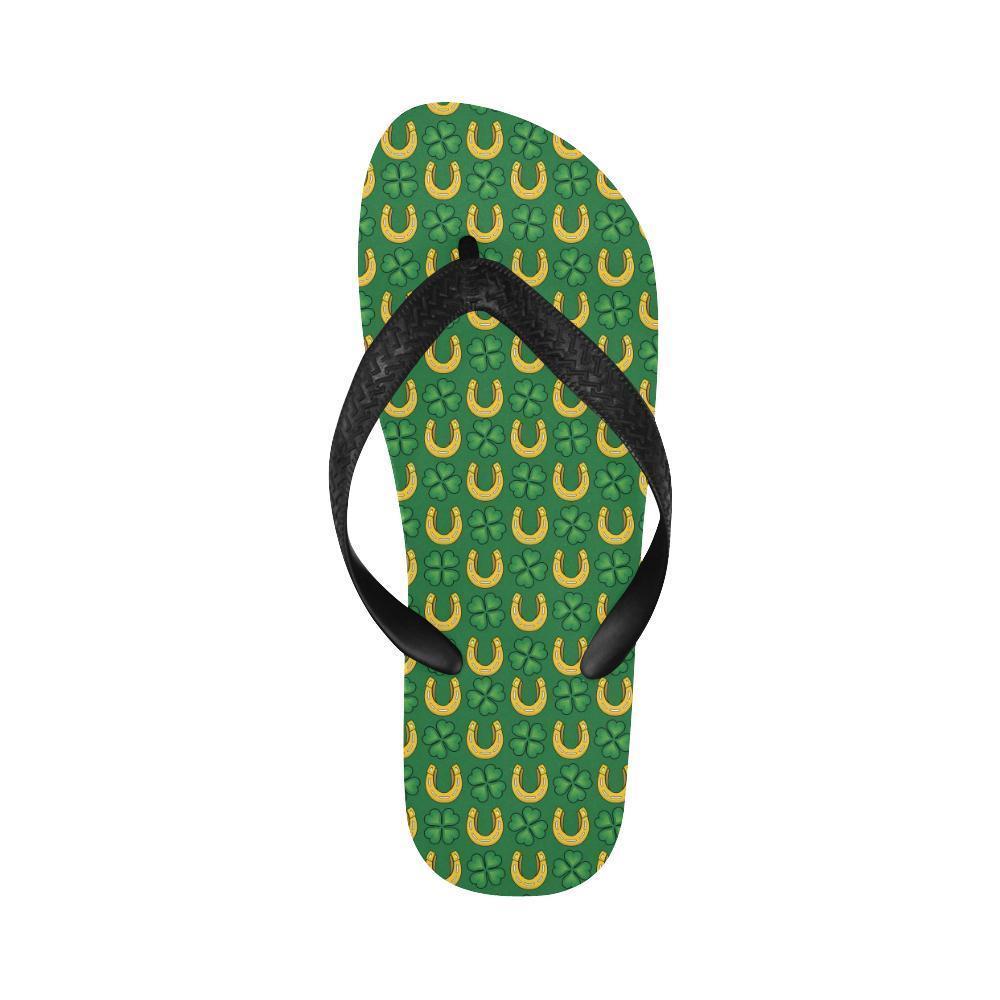 Shamrock Horseshoes Print Pattern Flip Flops-JTAMIGO.COM