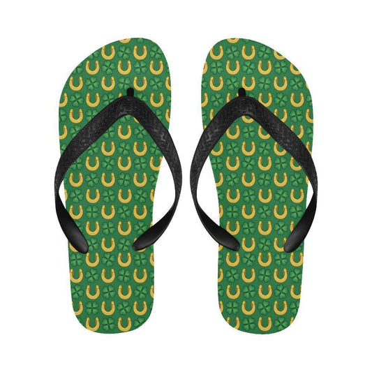 Shamrock Horseshoes Print Pattern Flip Flops-JTAMIGO.COM