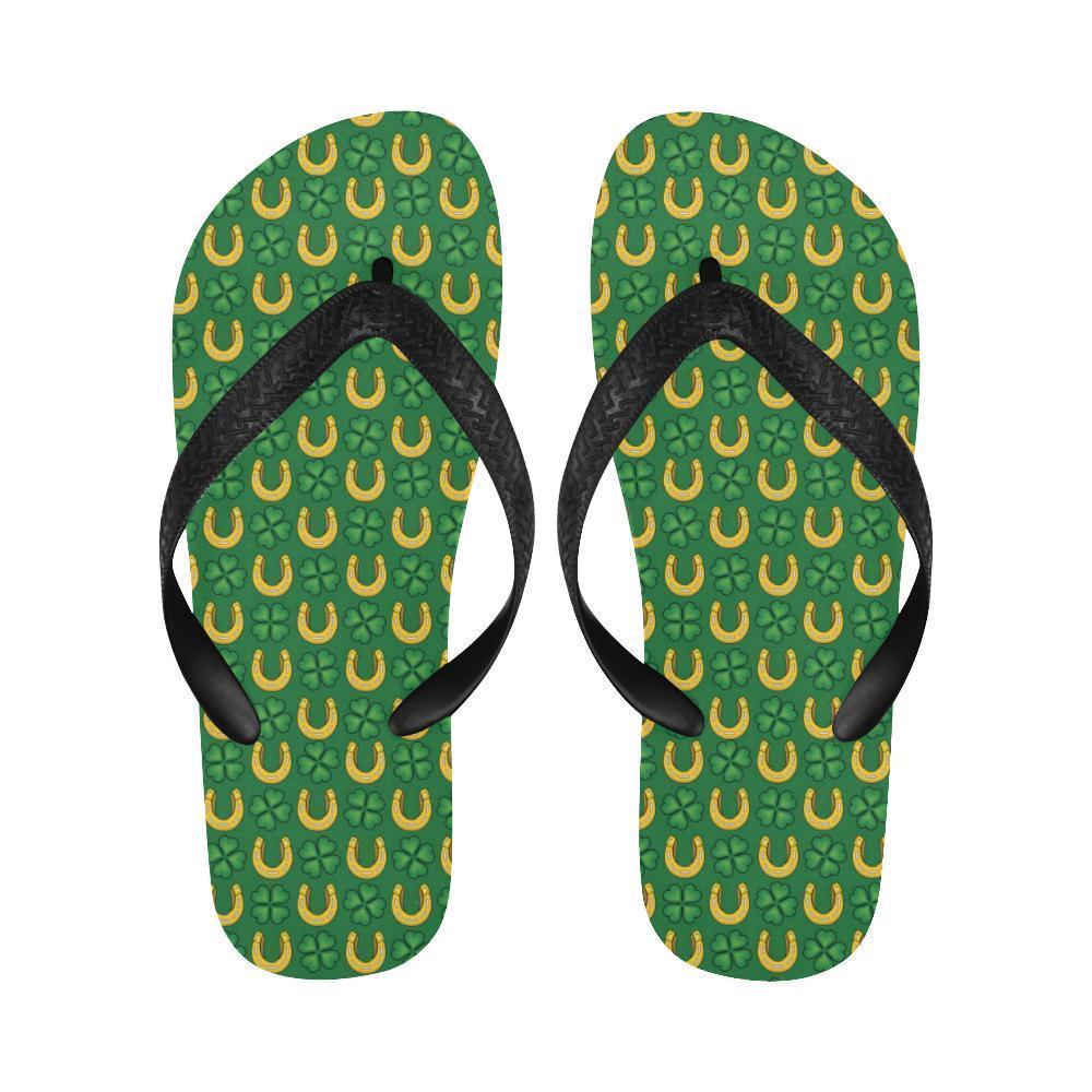 Shamrock Horseshoes Print Pattern Flip Flops-JTAMIGO.COM