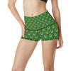 Shamrock Horseshoes Print Pattern High Waisted Spandex Shorts-JTAMIGO.COM