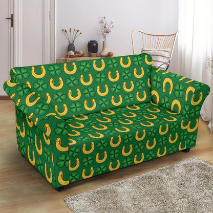 Shamrock Horseshoes Print Pattern Loveseat Slipcover-JTAMIGO.COM