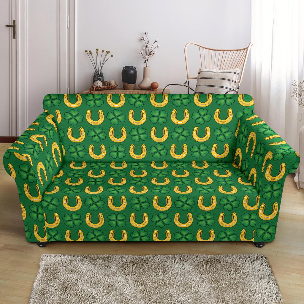 Shamrock Horseshoes Print Pattern Loveseat Slipcover-JTAMIGO.COM