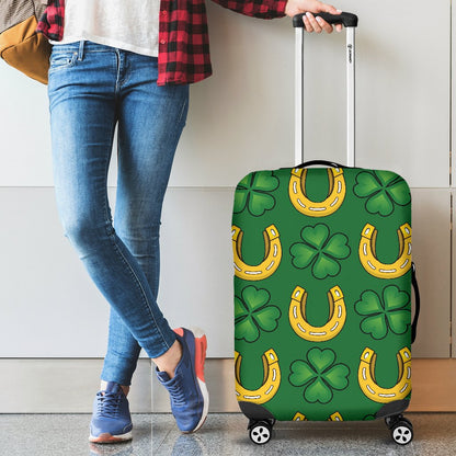 Shamrock Horseshoes Print Pattern Luggage Cover Protector