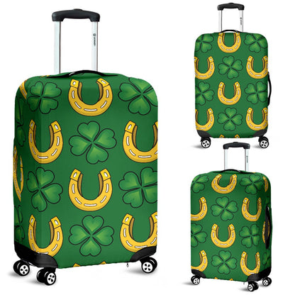 Shamrock Horseshoes Print Pattern Luggage Cover Protector