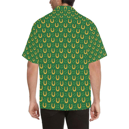 Shamrock Horseshoes Print Pattern Men Aloha Hawaiian Shirt