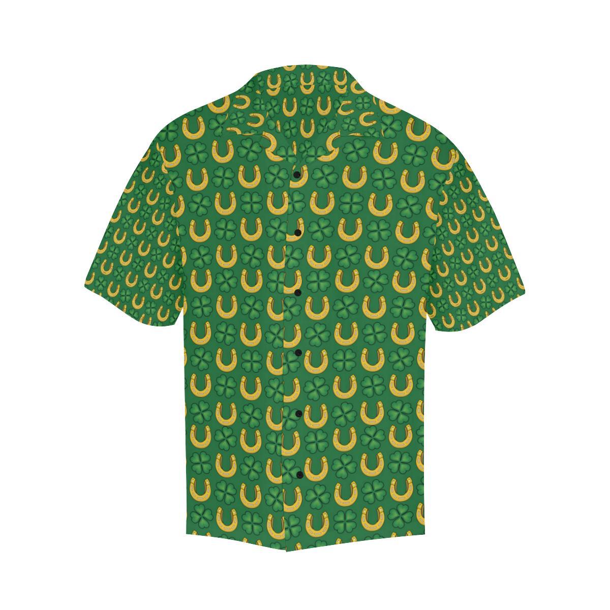 Shamrock Horseshoes Print Pattern Men Aloha Hawaiian Shirt