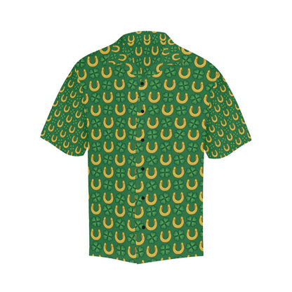 Shamrock Horseshoes Print Pattern Men Aloha Hawaiian Shirt
