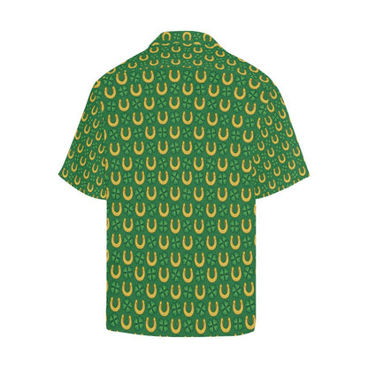 Shamrock Horseshoes Print Pattern Men Aloha Hawaiian Shirt