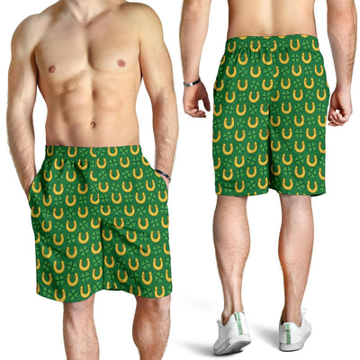 Shamrock Horseshoes Print Pattern Mens Shorts-JTAMIGO.COM