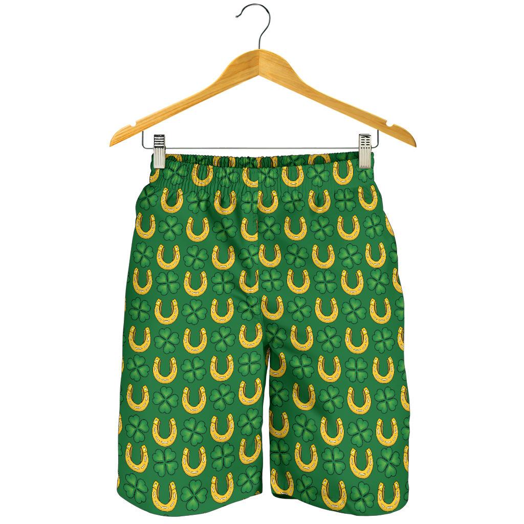 Shamrock Horseshoes Print Pattern Mens Shorts-JTAMIGO.COM