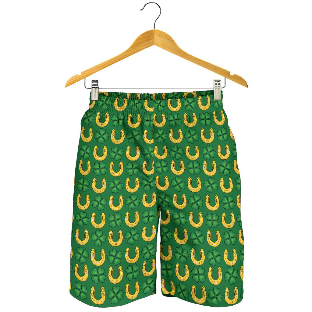 Shamrock Horseshoes Print Pattern Mens Shorts-JTAMIGO.COM