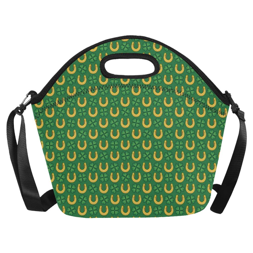Shamrock Horseshoes Print Pattern Neoprene Lunch Bag (Model 1669)(Large)-JTAMIGO.COM