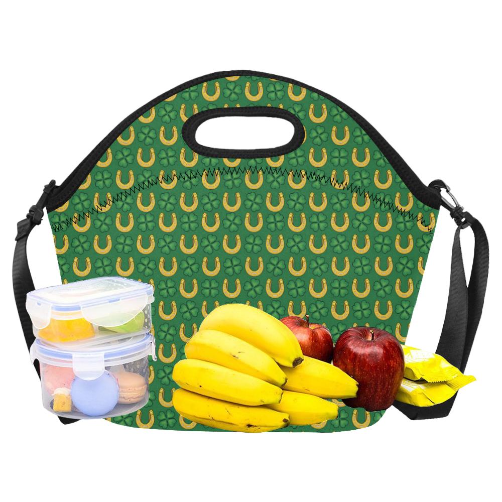 Shamrock Horseshoes Print Pattern Neoprene Lunch Bag (Model 1669)(Large)-JTAMIGO.COM
