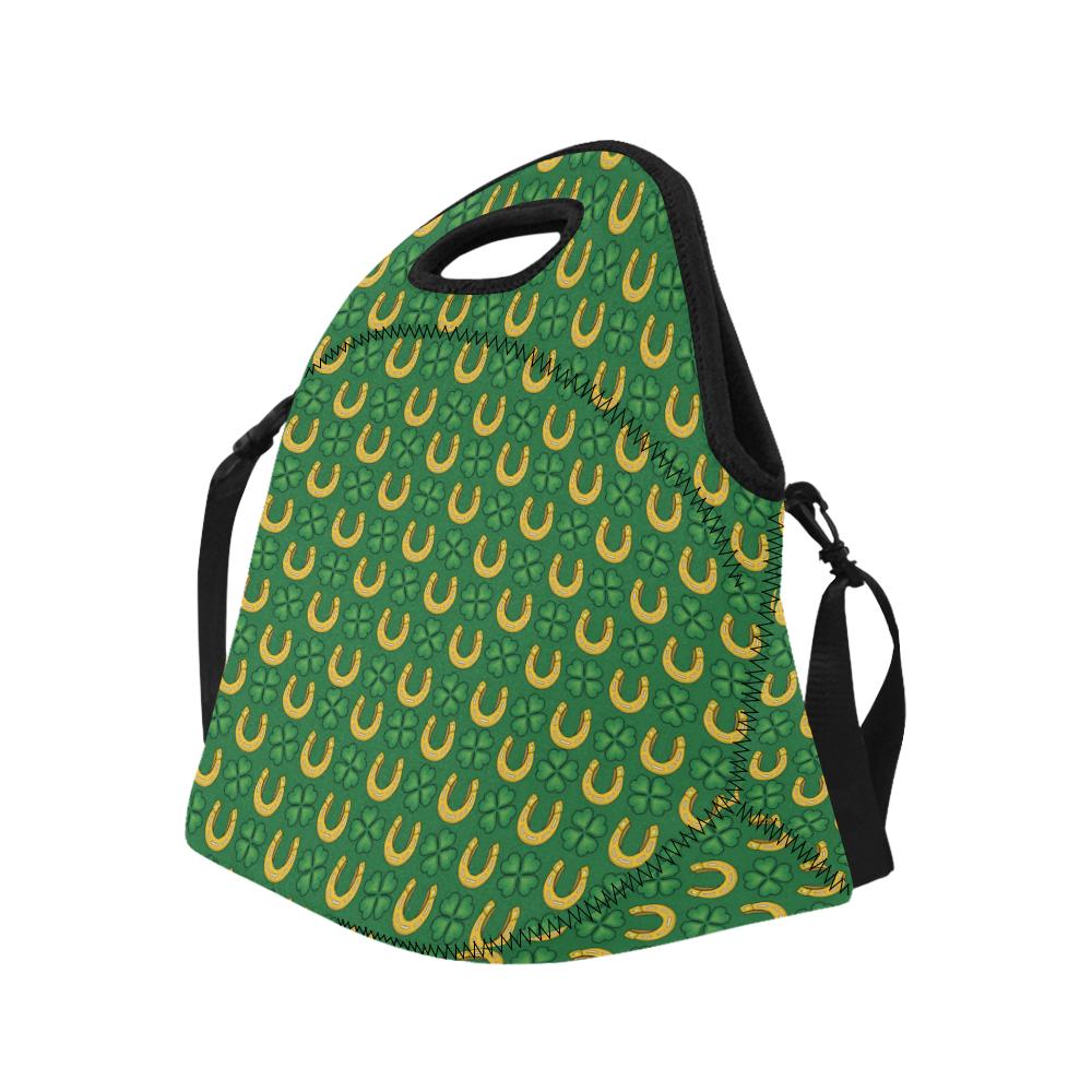 Shamrock Horseshoes Print Pattern Neoprene Lunch Bag (Model 1669)(Large)-JTAMIGO.COM