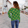 Shamrock Horseshoes Print Pattern Off Shoulder Sweatshirt