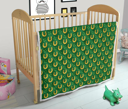Shamrock Horseshoes Print Pattern Premium Quilt-JTAMIGO.COM