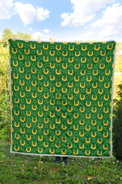Shamrock Horseshoes Print Pattern Premium Quilt-JTAMIGO.COM