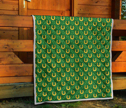 Shamrock Horseshoes Print Pattern Premium Quilt-JTAMIGO.COM