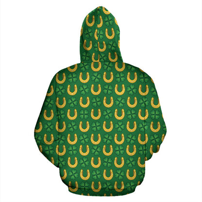 Shamrock Horseshoes Print Pattern Pullover Hoodie