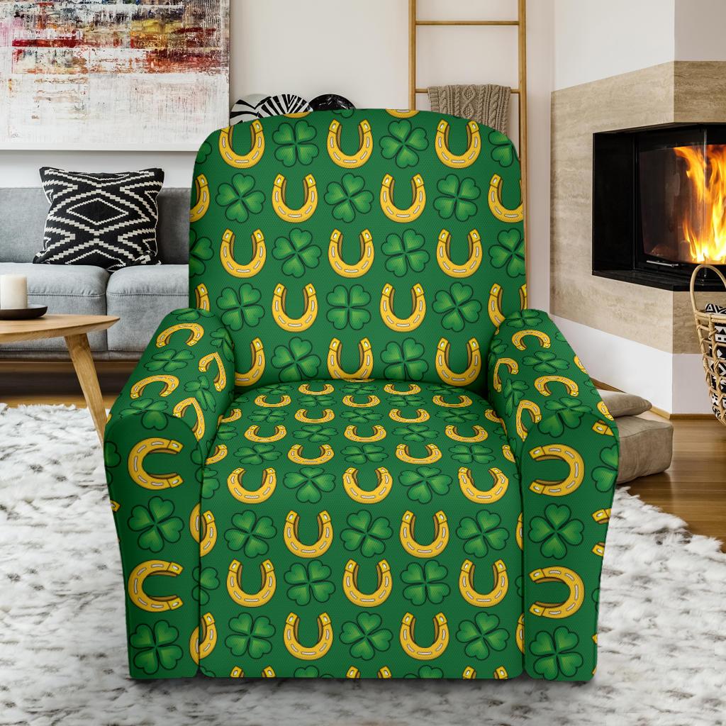 Shamrock Horseshoes Print Pattern Single Sofa Slipcover -JTAMIGO.COM