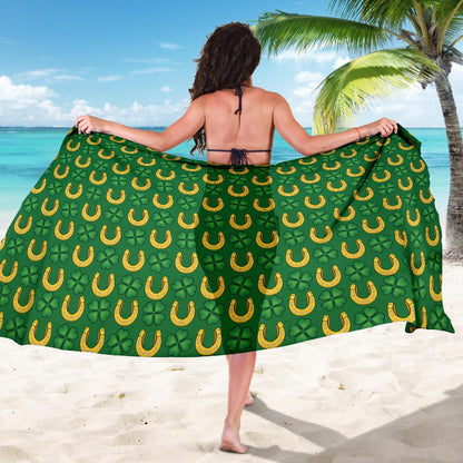 Shamrock Horseshoes Print Pattern Sarong Pareo Wrap
