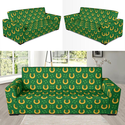 Shamrock Horseshoes Print Pattern Sofa Slipcover-JTAMIGO.COM