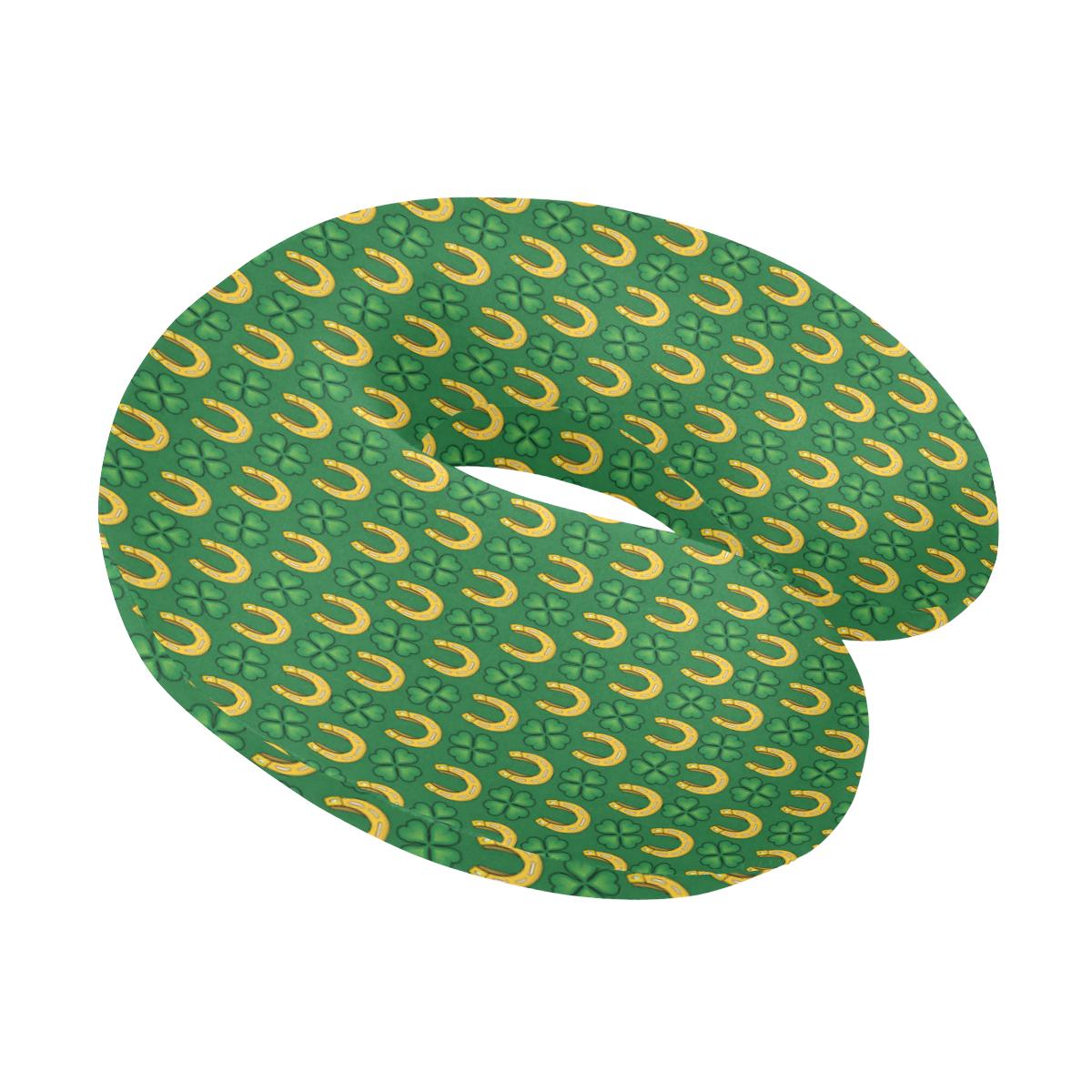 Shamrock Horseshoes Print Pattern U-Shaped Travel Neck Pillow-JTAMIGO.COM