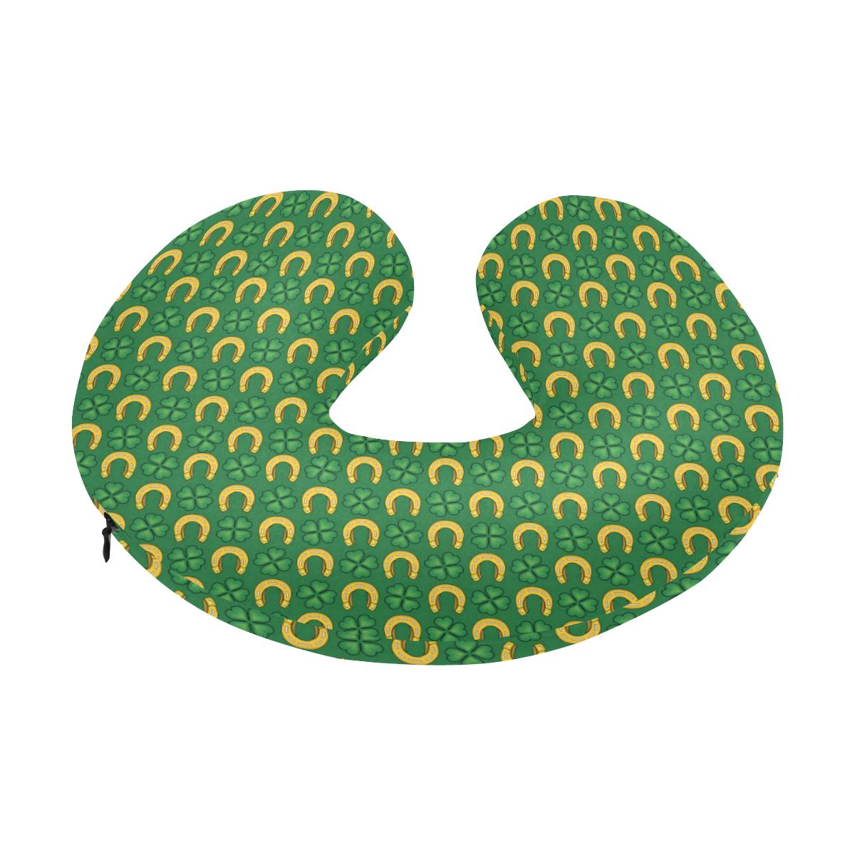 Shamrock Horseshoes Print Pattern U-Shaped Travel Neck Pillow-JTAMIGO.COM