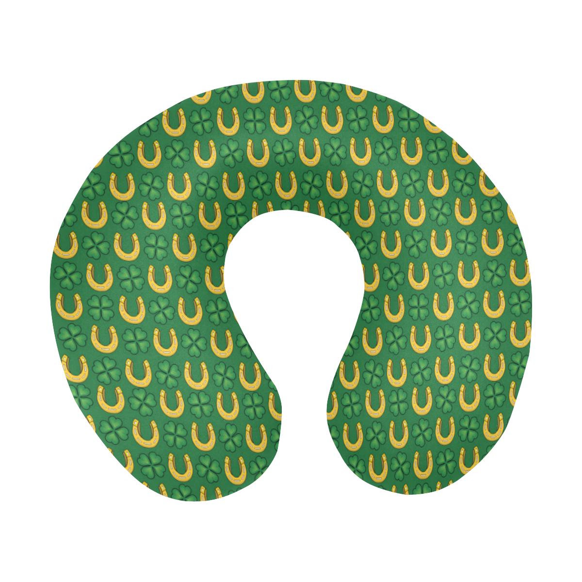 Shamrock Horseshoes Print Pattern U-Shaped Travel Neck Pillow-JTAMIGO.COM