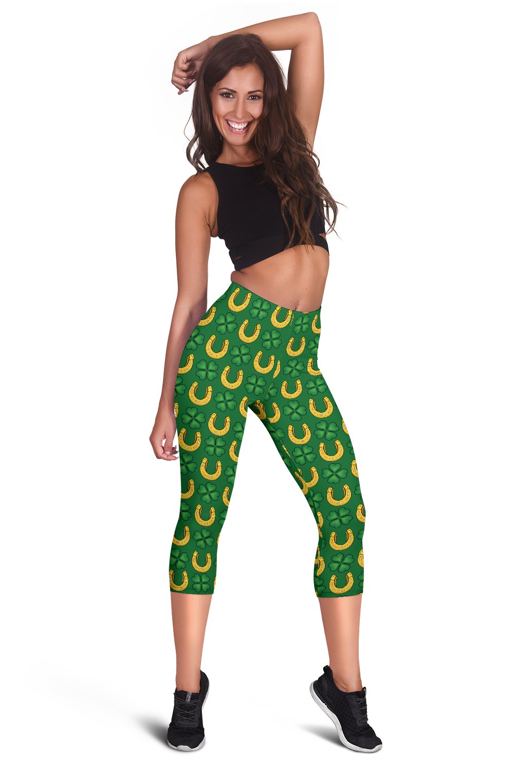 Shamrock Horseshoes Print Pattern Women Capris