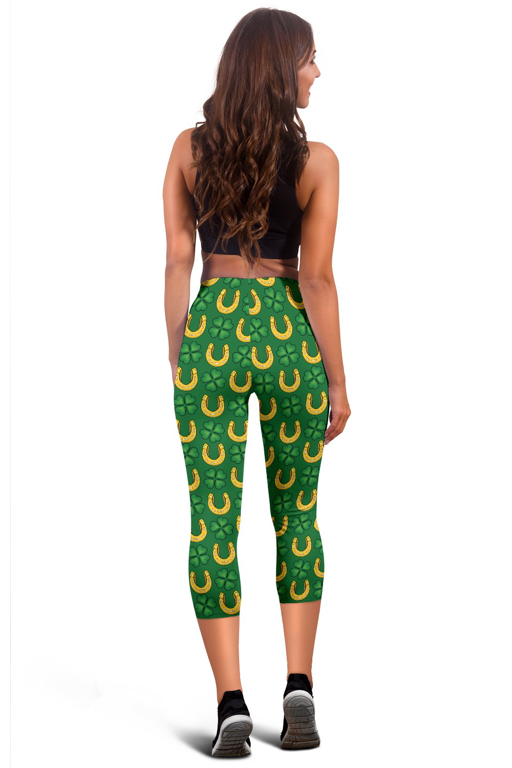 Shamrock Horseshoes Print Pattern Women Capris