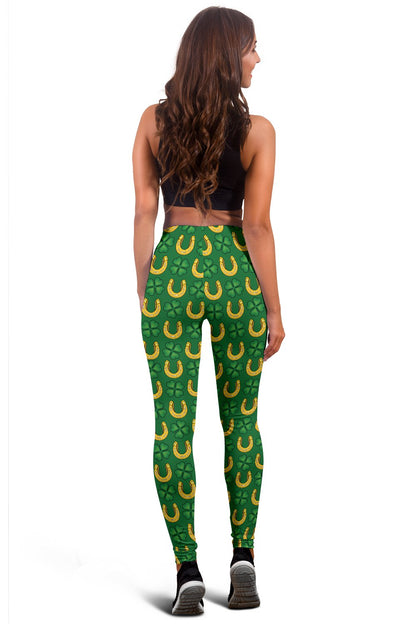 Shamrock Horseshoes Print Pattern Women Leggings