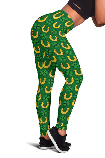 Shamrock Horseshoes Print Pattern Women Leggings