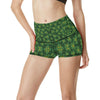 Shamrock Pattern High Waisted Spandex Shorts-JTAMIGO.COM