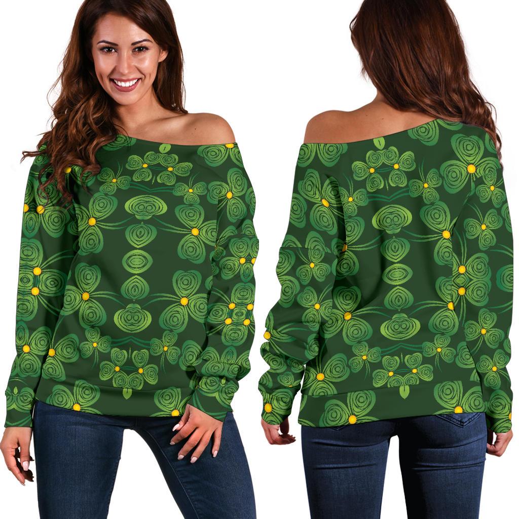 Shamrock Pattern Off Shoulder Sweatshirt