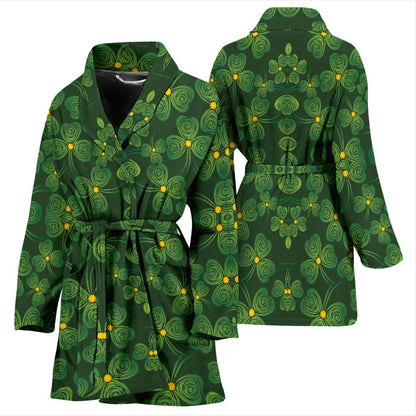 Shamrock Pattern Women Bath Robe-JTAMIGO.COM