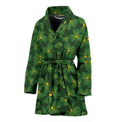 Shamrock Pattern Women Bath Robe-JTAMIGO.COM