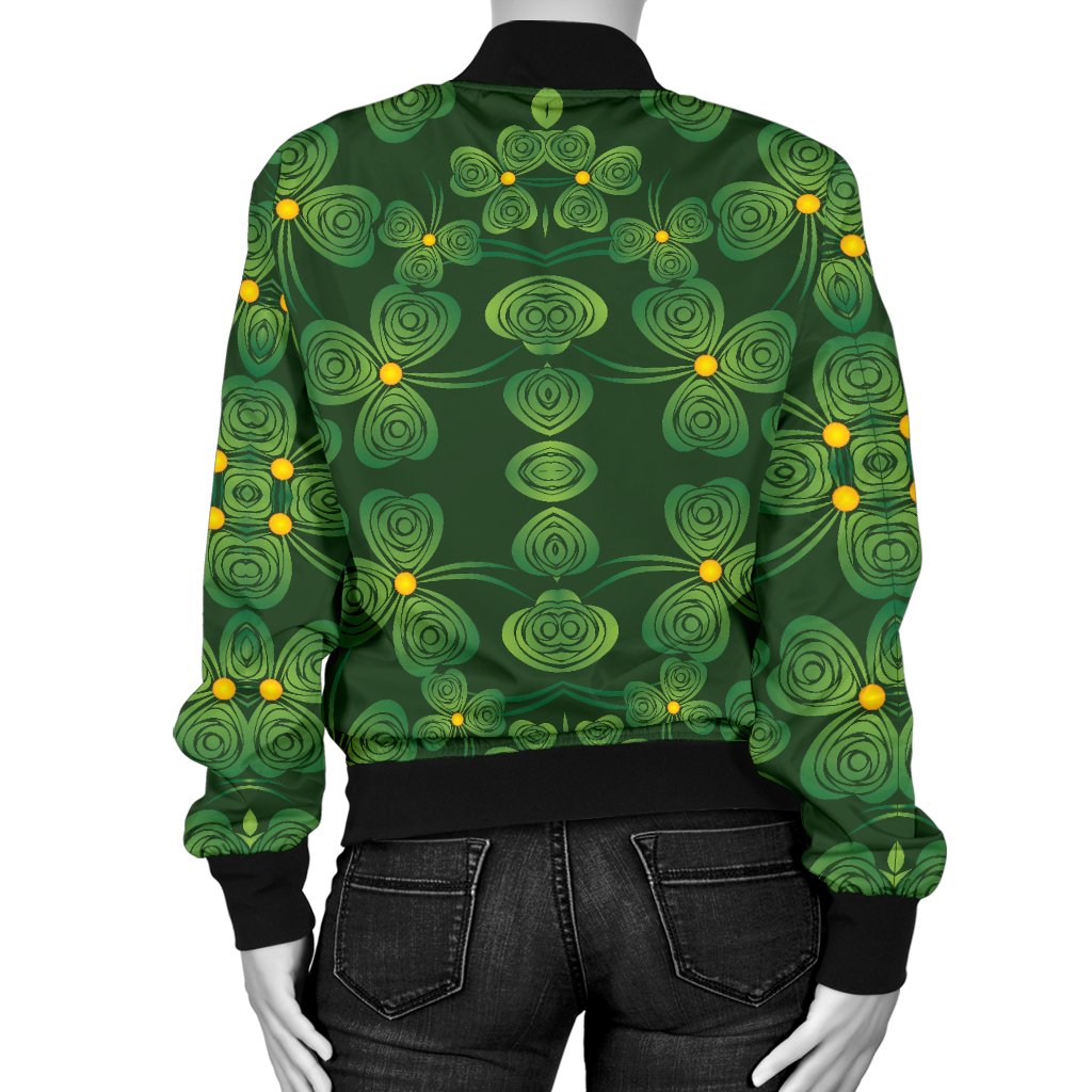 Shamrock Pattern Women Casual Bomber Jacket