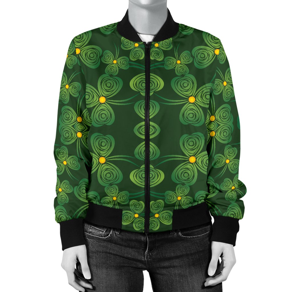 Shamrock Pattern Women Casual Bomber Jacket