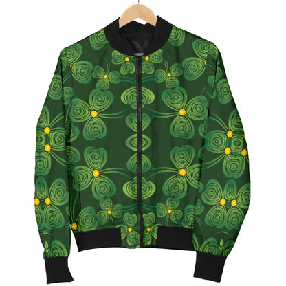 Shamrock Pattern Women Casual Bomber Jacket