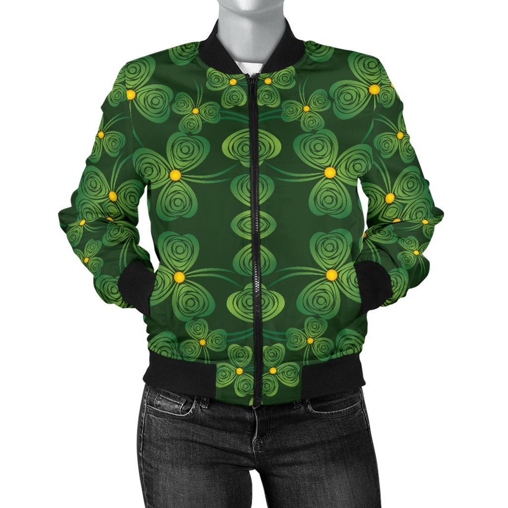 Shamrock Pattern Women Casual Bomber Jacket