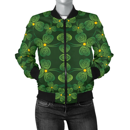 Shamrock Pattern Women Casual Bomber Jacket