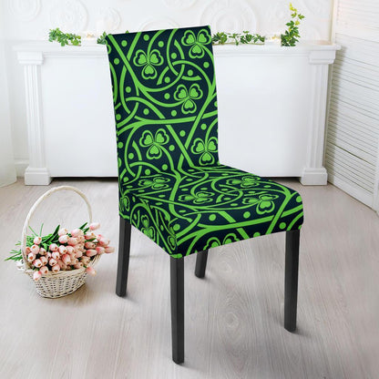 Shamrock Themed Print Dining Chair Slipcover-JTAMIGO.COM