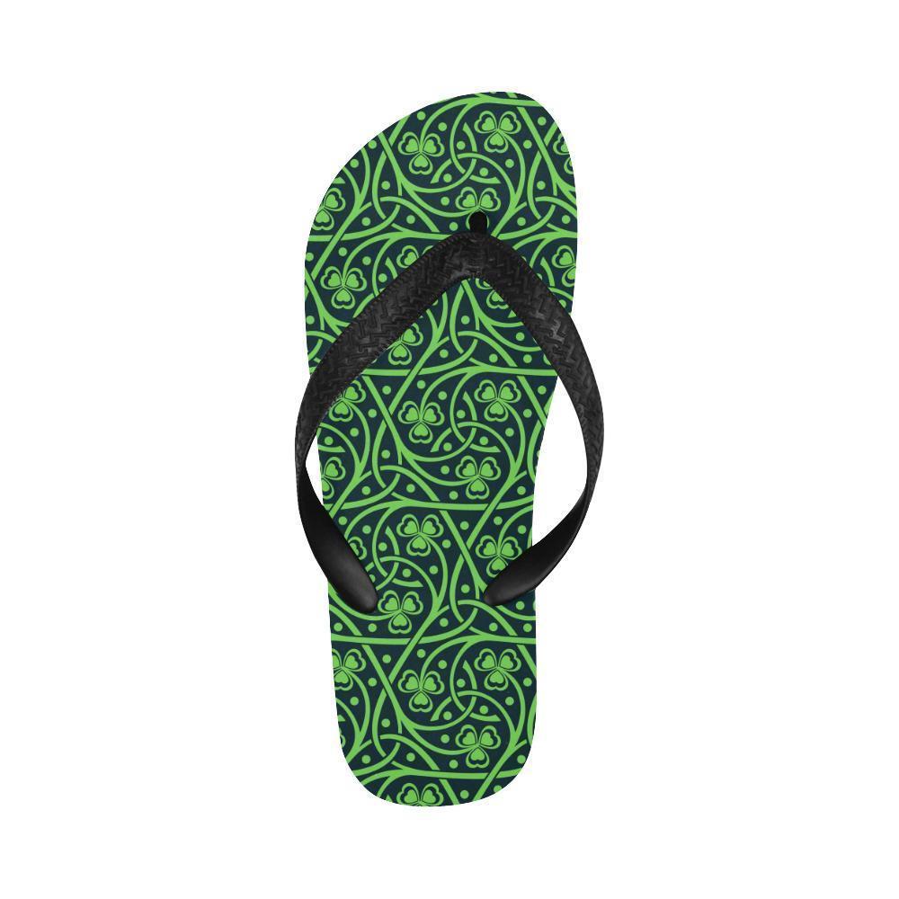 Shamrock Themed Print Flip Flops-JTAMIGO.COM