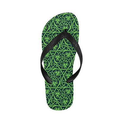 Shamrock Themed Print Flip Flops-JTAMIGO.COM